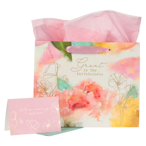Pastel Meadow Large Landscape Gift Bag with Card