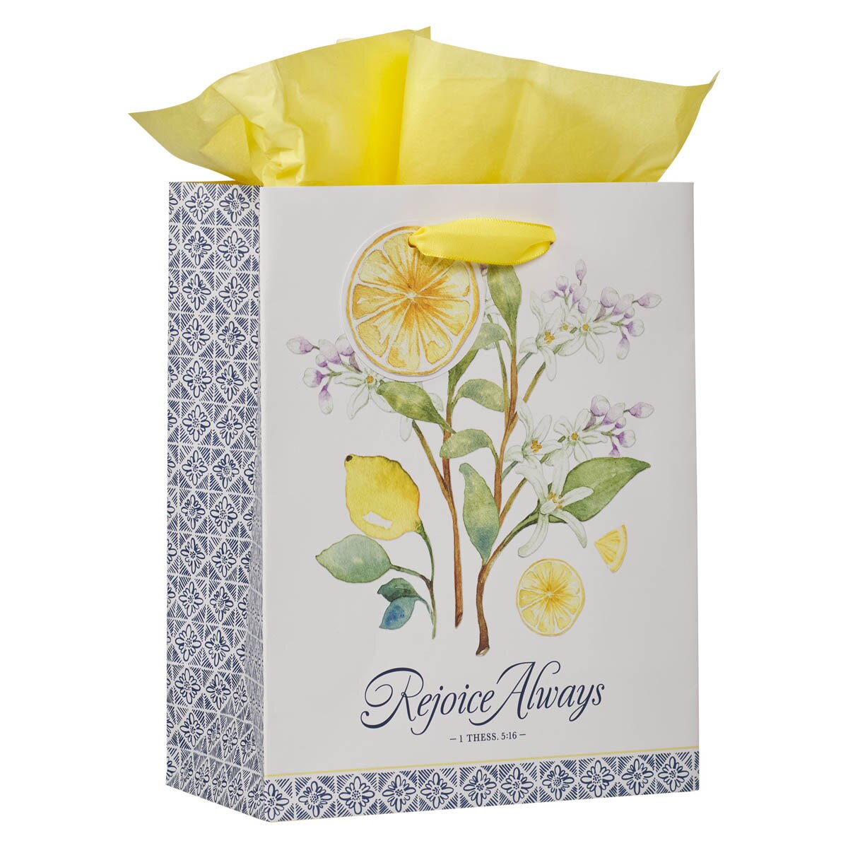 Rejoice Always White Lemon Medium Gift Bag 1 Thessalonians 5 16