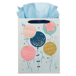 Rejoice Colorful Balloon Large Portrait Gift Bag - Philippians 4:4