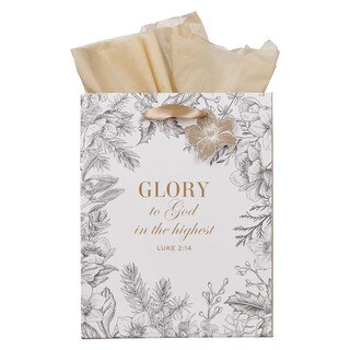 Glory to God Winter Botanical Medium Gift Bag - Luke 2:14