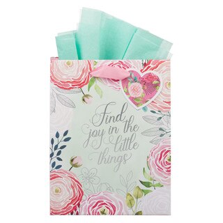 A Grateful Heart Pink Floral Medium Gift Bag 