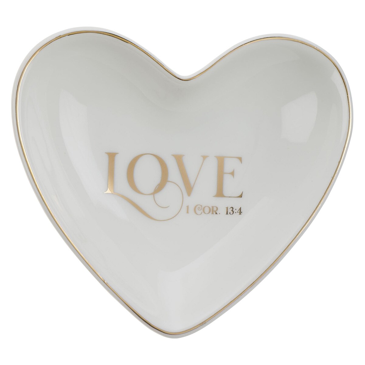 パンチ　白蓮花錦 13 + ラブハート錦 Love White Ceramic Trinket Tray - 1 Corinthians 13:4