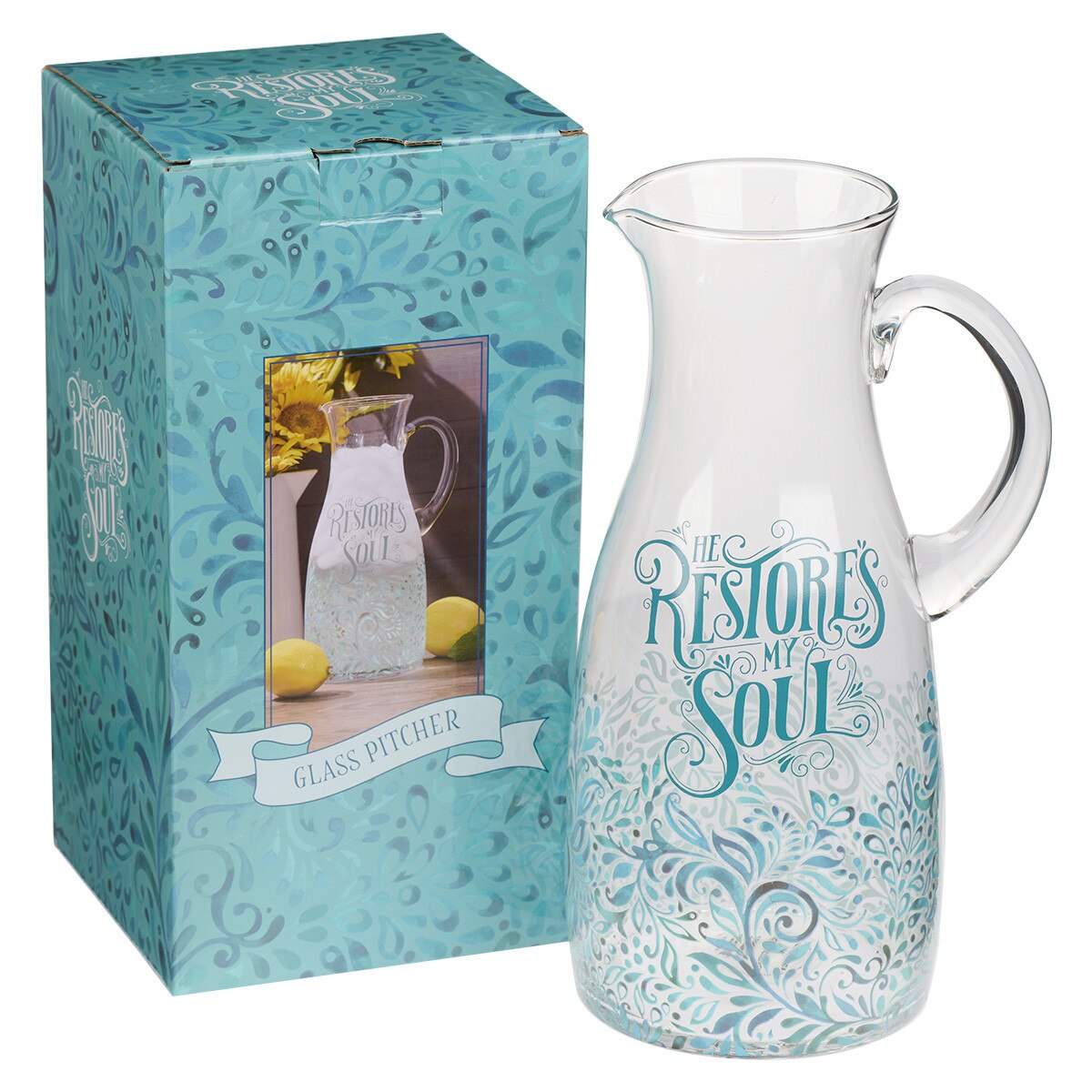 He Restores My Soul Glass Pitcher Psalm 233