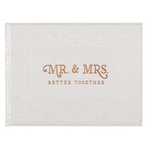 Mr. & Mrs. Medium White Faux Leather Wedding Guest Book