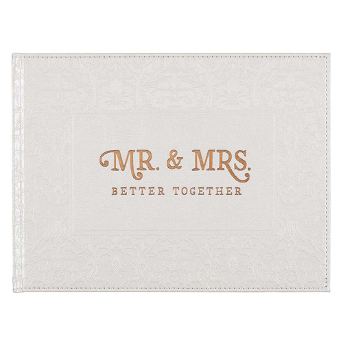 Mr. & Mrs. Medium White Faux Leather Wedding Guest Book