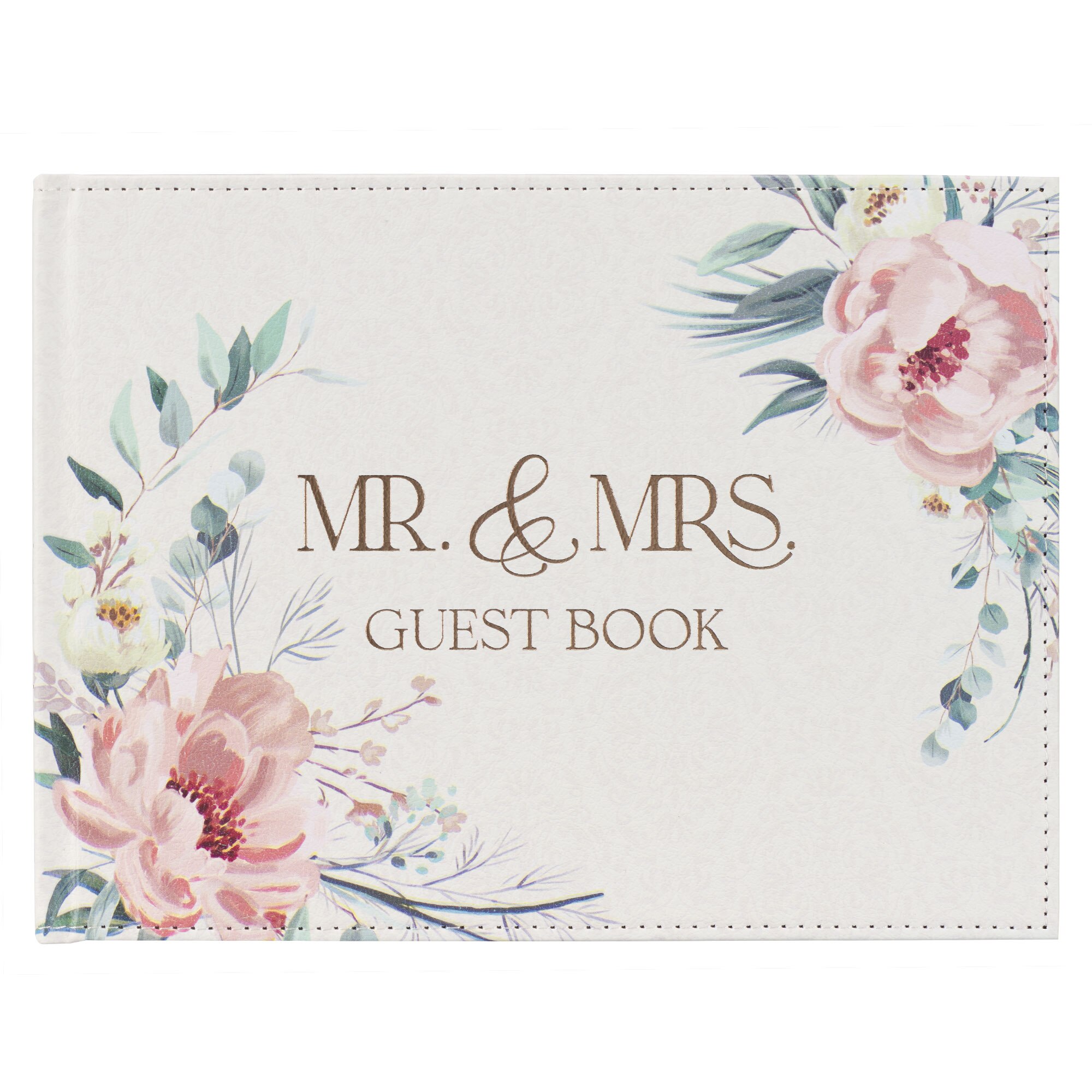 Mr. & Mrs. Peachy-pink Floral Faux Leather Medium Wedding Guest