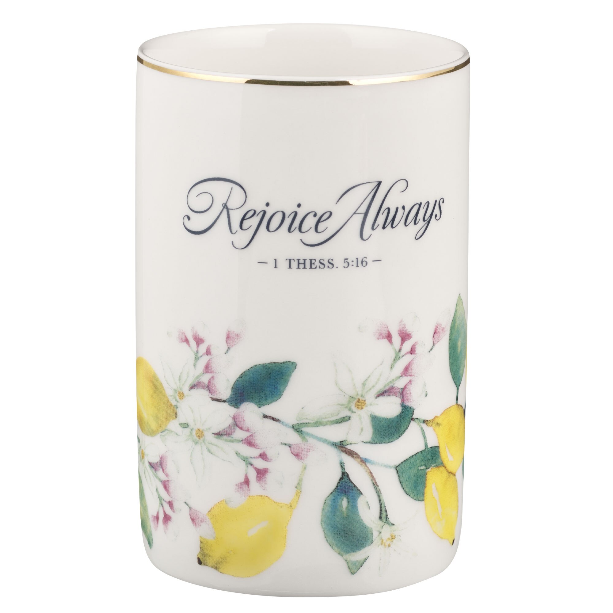 JOICE ON THE TABLE 花瓶 Rejoice Always Lemon Ceramic Table Vase - 1 Thessalonians 5:16