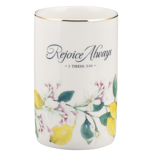 Rejoice Always Lemon Ceramic Table Vase - 1 Thessalonians 5:16