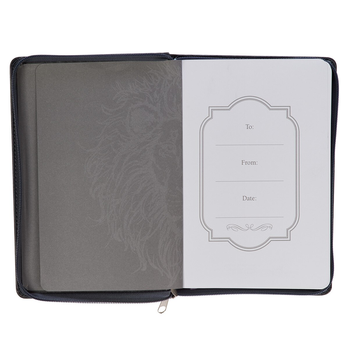 Be Strong and Courageous Classic Gray Faux Leather Journal with