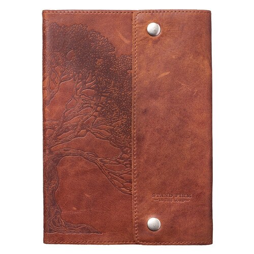 Stand Firm in the Lord Classic Full Grain Leather Journal with Button Closure – Philippians 4:1