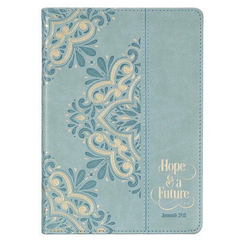 Hope & a Future Powder Blue Classic Faux Leather Journal - Jeremiah 29:11