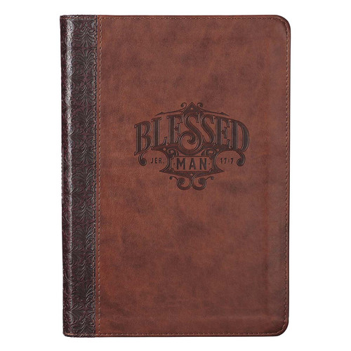 Blessed Man Brown Faux Leather Classic Journal with Zipped Closure - Jeremiah 17:7