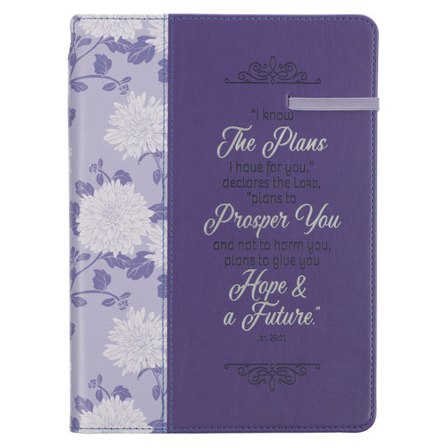 I Know the Plans Purple Floral Classic Journal with Elastic Closure and Pen Holder - Jeremiah 29:11