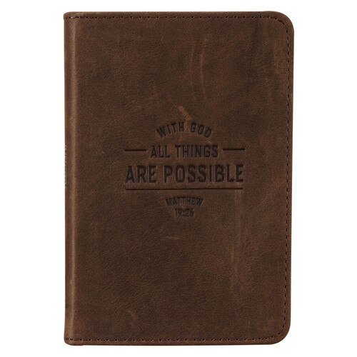 All Things Are Possible Pocket-sized Full Grain Leather Journal - Matthew 19:26