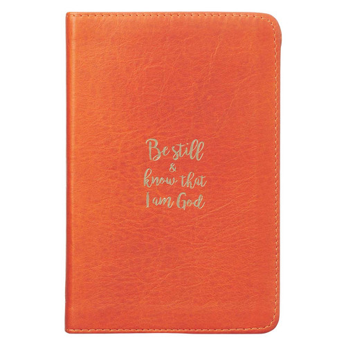 Be Still & Know Burnt Orange Handy-sized Full Grain Leather Journal - Psalm 46:10