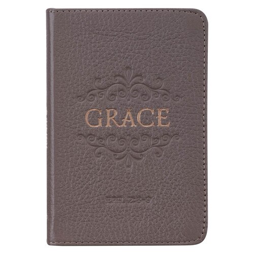 Grace Taupe Gray Pocket-sized Full Grain Leather Journal - Ephesians 2:8-9