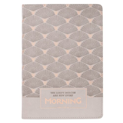 Every Morning Oyster Gray Faux Leather Classic Journal - Lamentations 3:22-23