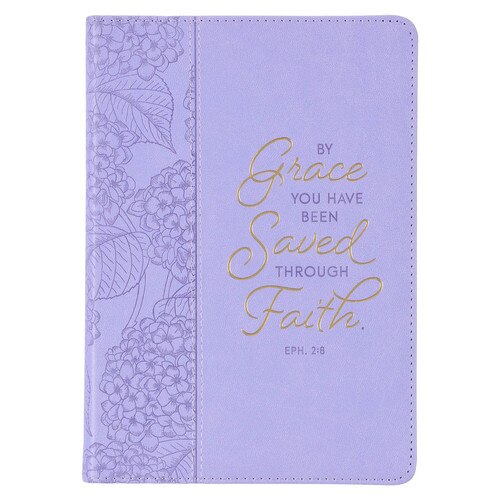 By Grace Lilac Purple Hydrangea Faux Leather Classic Journal - Ephesians 2:8
