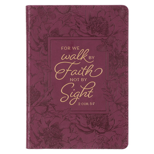 Walk by Faith Floral Berry Faux Leather Classic Journal - 2 Corinthians 5:7