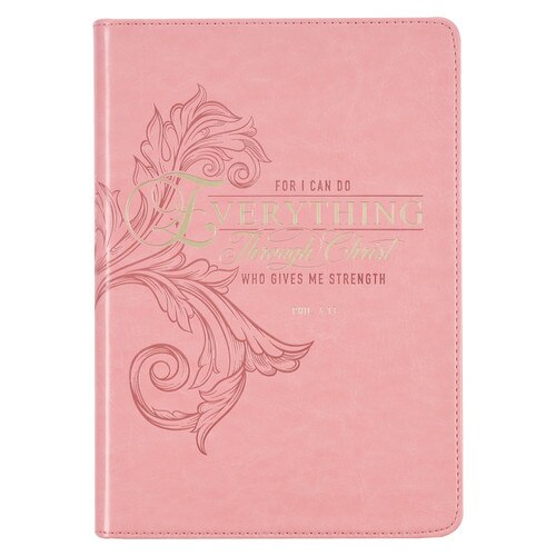 Through Christ Fluted Iris Pink Faux Leather Classic Journal - Philippians 4:13