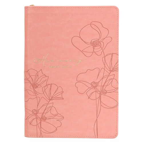 Mercy Blossom Pink Faux Leather Journal with Zipper Closure