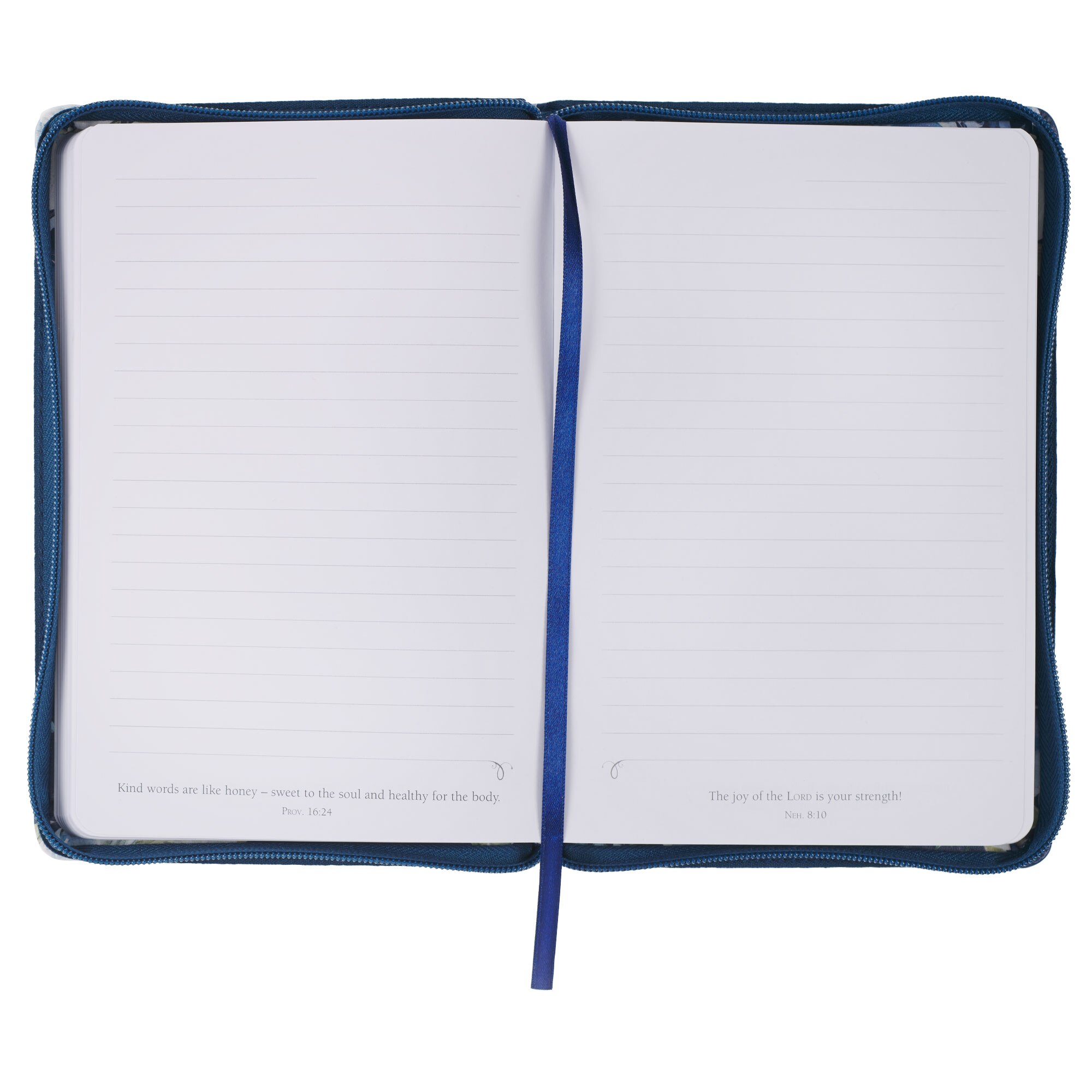 Strength and Dignity Indigo Rose Faux Leather Journal with Zipper