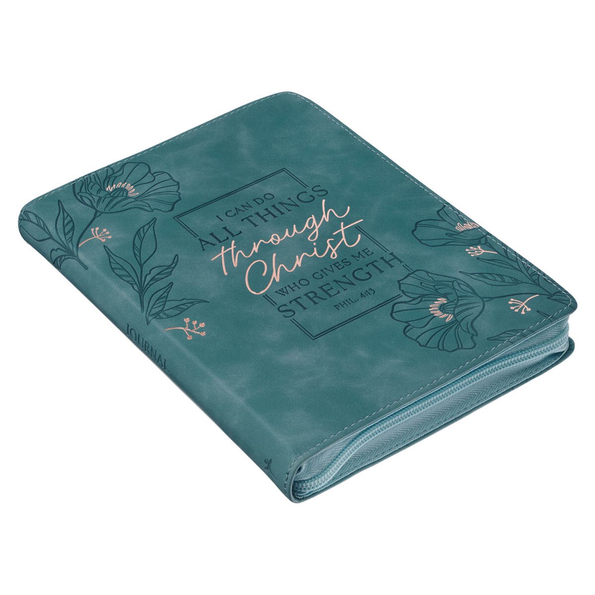 クラシック Teal Christ Through Journal 4:13 Phil Closure Zippered with その他