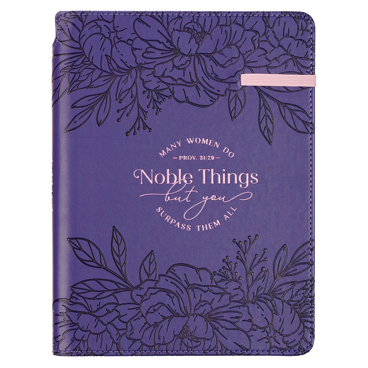 Noble Things Purple Journal with Pen Holder - Proverbs 31:29