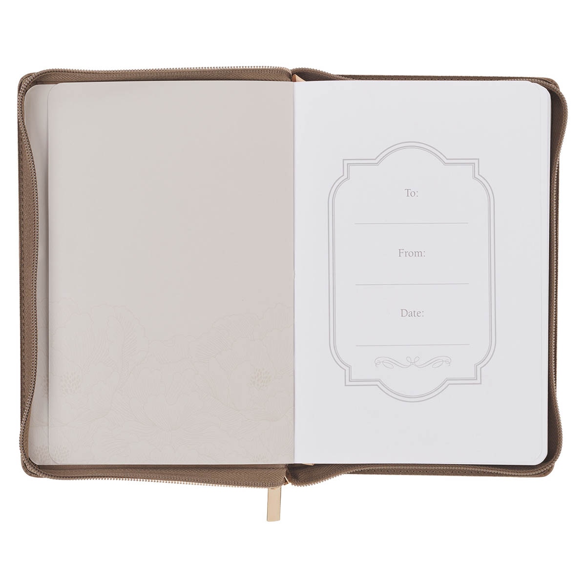 Strong Courageous Ash-brown Journal Zipper Closure Josh 1:9