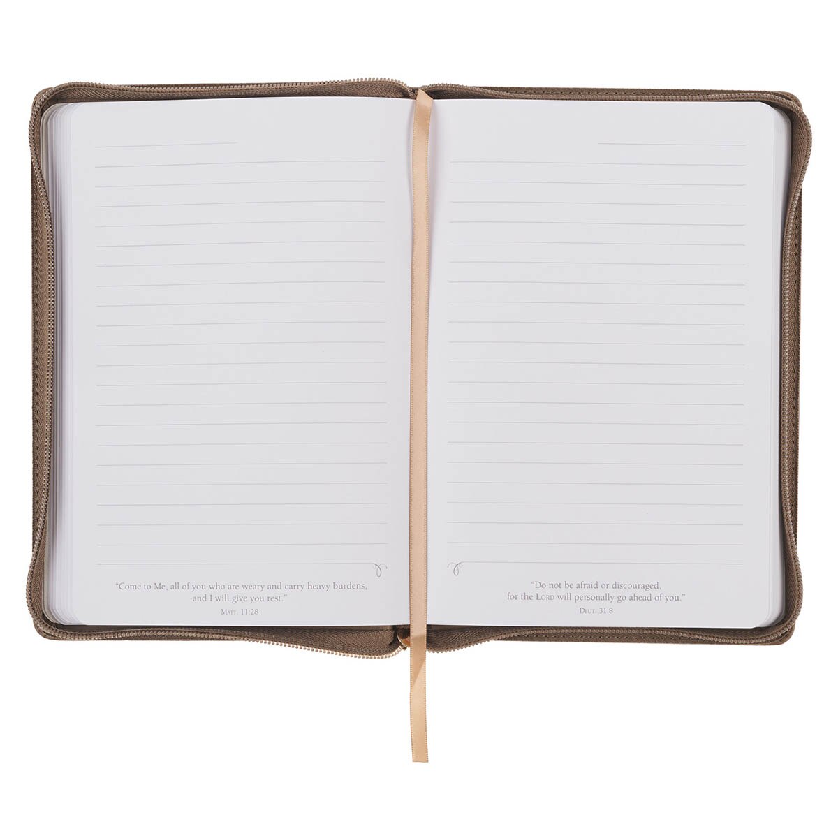 Strong Courageous Ash-brown Journal Zipper Closure Josh 1:9