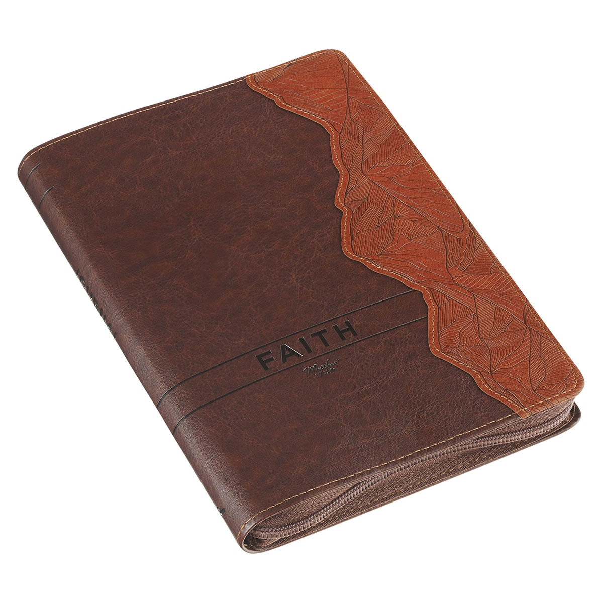Faith Brown Journal with Zipper Closure - Matthew 17:20