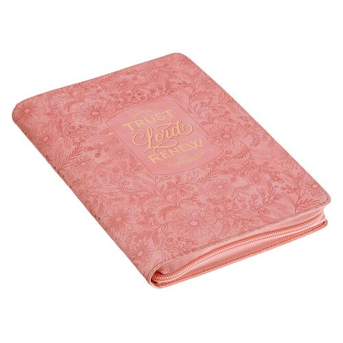 Trust Pink Floral Journal with Zipper Closure - Isaiah 40:31