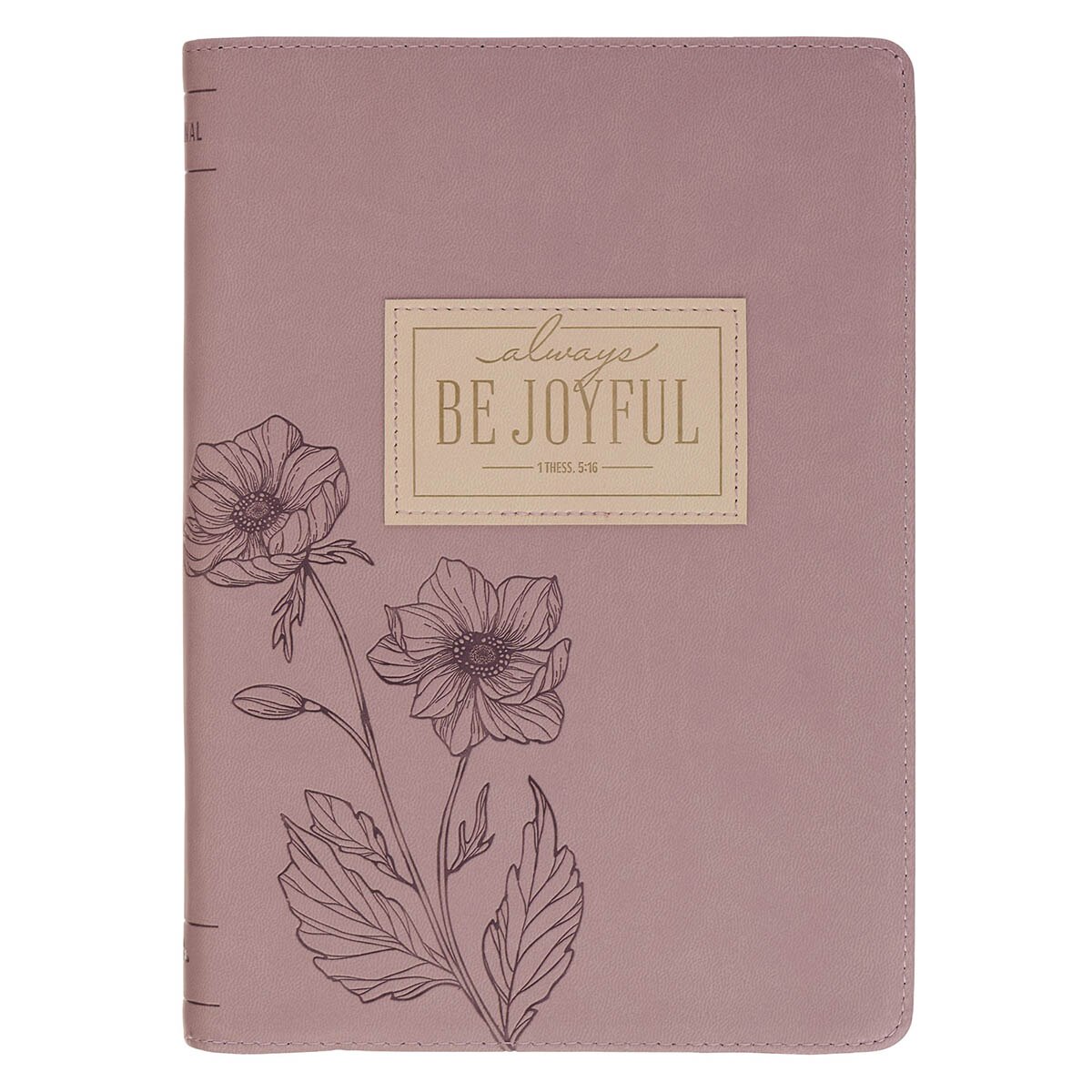 Be Joyful Dusty Mauve Faux Leather Keychain 1 Thess 5:16