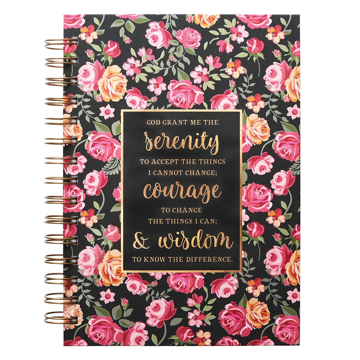 serenity prayer floral hardcover wirebound journal