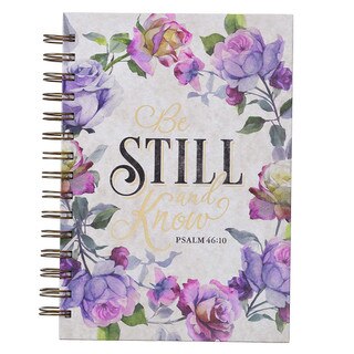 Be Still and Know Large Spiral Journal in Purple Florals - Psalm 46:10