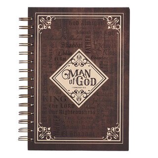 Man Of God Large Spiral Journal in Brown - 1 Timothy 6:11