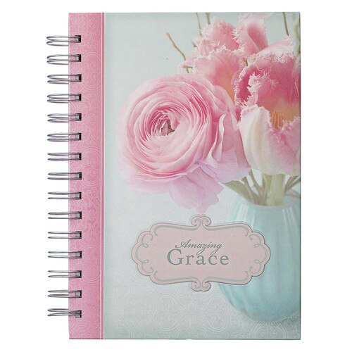 Amazing Grace Large Wirebound Journal with Pink Peonies