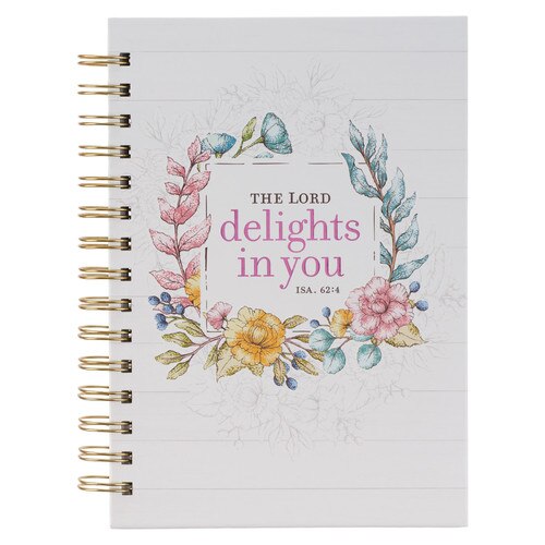 The LORD Delights Pink Floral Wirebound Journal - Isaiah 42:6