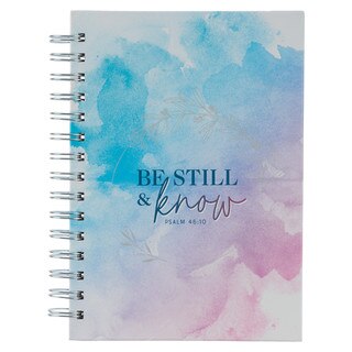 Be Still & Know Pink and Blue Watercolor Large Spiral Journal - Psalm 46:10