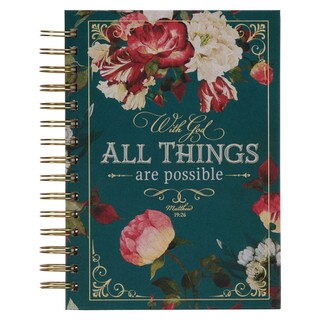All Things are Possible Teal Tourmaline Spiral Journal - Matthew 19:26