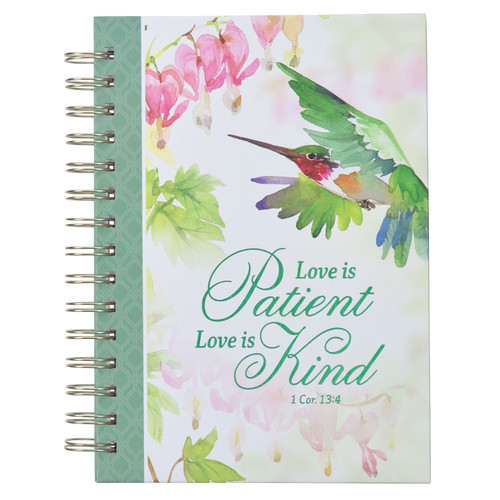 Love is Patient Green Hummingbird Large Wirebound Journal - 1 Corinthians 13:4