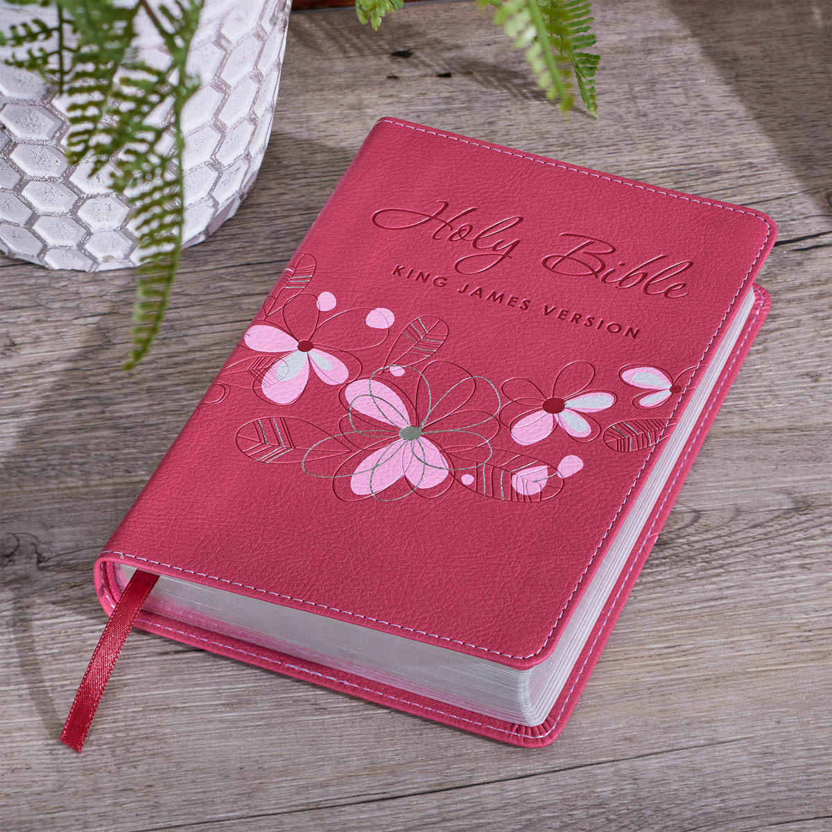 Pink Faux Leather Compact King James Version Bible