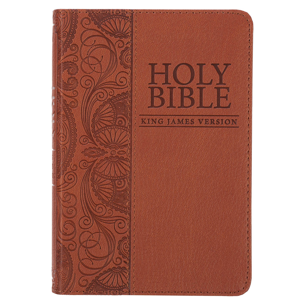 KJV Red Letter Bible Mini Pocket-size Faux Leather w/Ribbon Marker, Toffee Brown