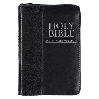 KJV Bible Mini Pocket Faux Leather, Black w/zipper