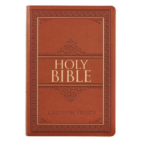 Saddle Tan Faux Leather Large Print Thinline King James Version Bible with Thumb Index