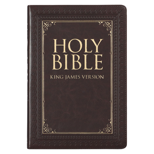 Dark Brown Faux Leather Large Print Thinline KJV Bible with Thumb Index