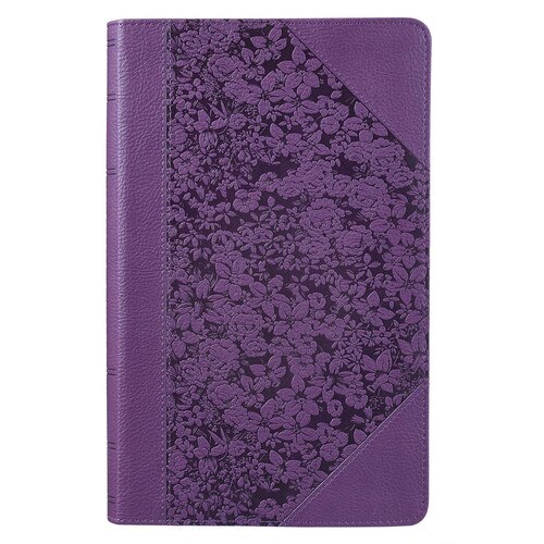 Two-tone Purple Floral Faux Leather Giant Print Standard-size King James Version Bible