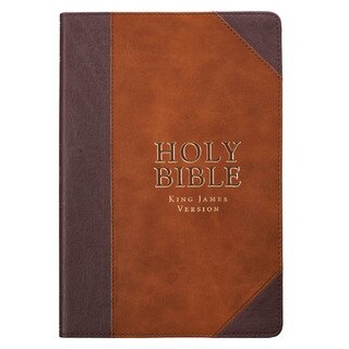 Two-tone Brown Faux Leather Large Print Thinline King James Version Bible 