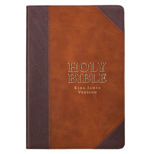 Two-tone Brown Faux Leather Large Print Thinline King James Version Bible 