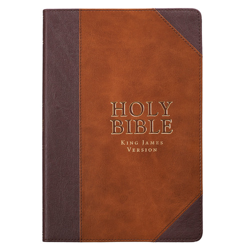Two-tone Brown Faux Leather Large Print Thinline King James Version Bible 